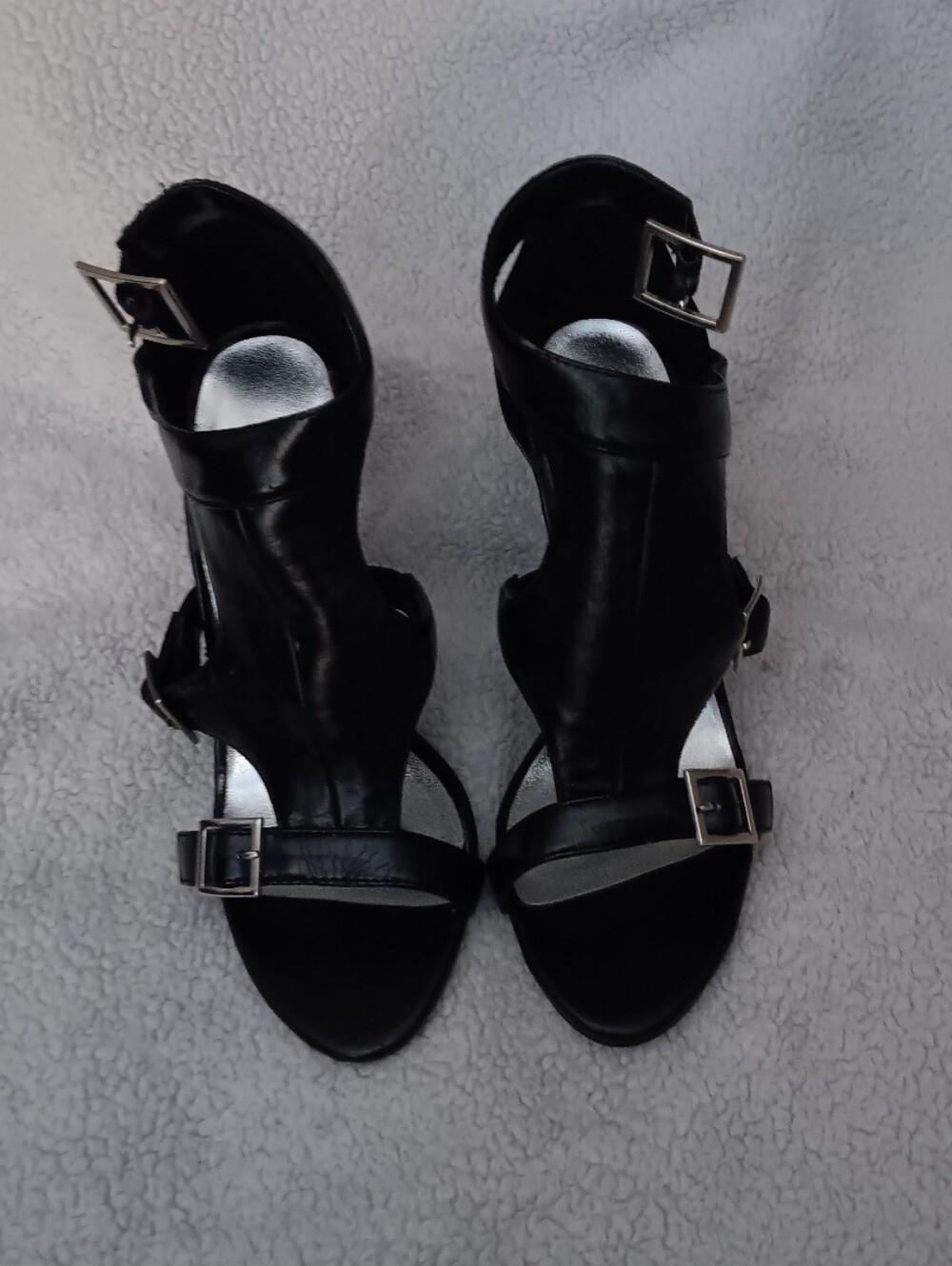 Delicious Black Buckle-Strap High Heel Sandals